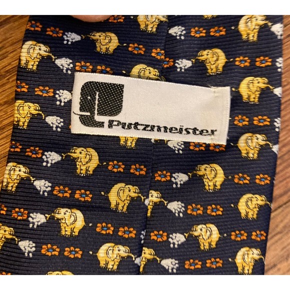 Cute Putzmeister Elephant Tie NAVY with orange yellow‎ & white - Picture 5 of 5